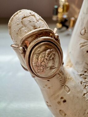 Vintage Sterling Silver Classical Cameo Ring Sculptural Signet Adjustable VIOR